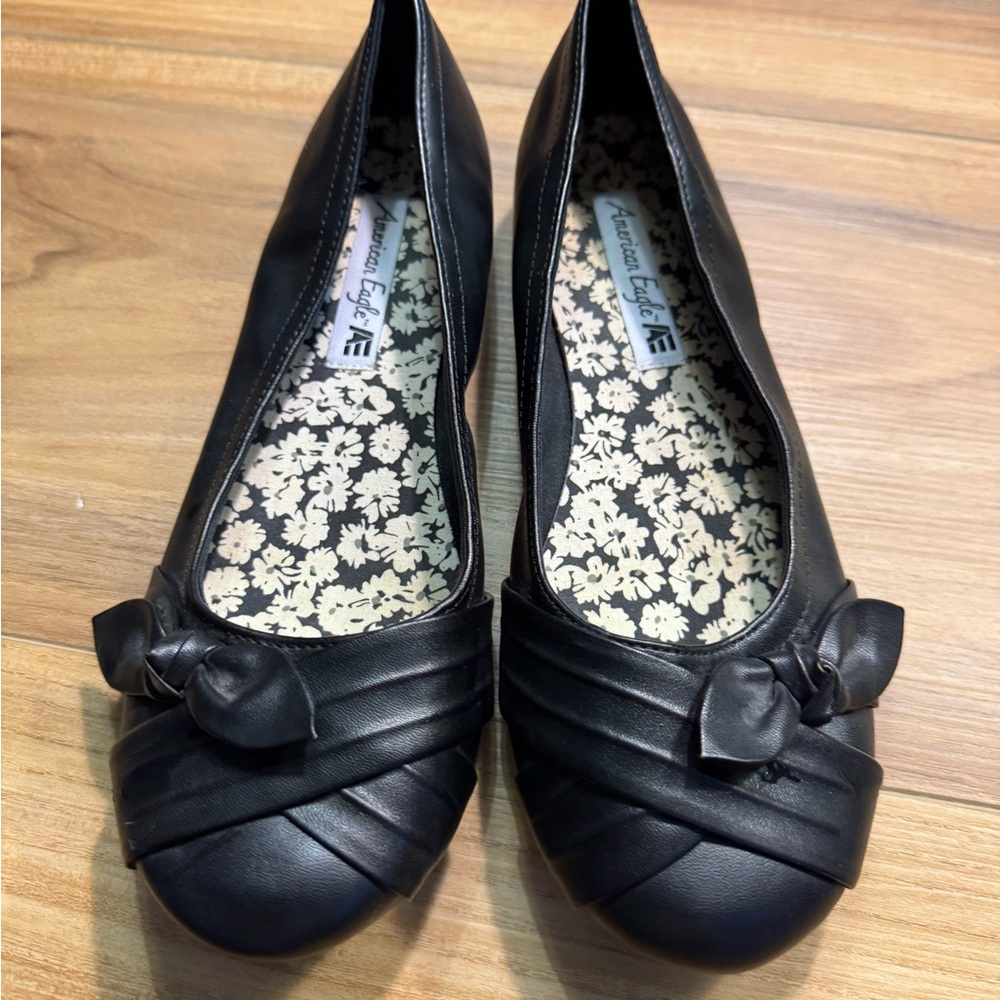 American Eagle Outfitters Black Bow Flats